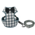 Checkered Bowtie Harness and Leash Set for Dogs